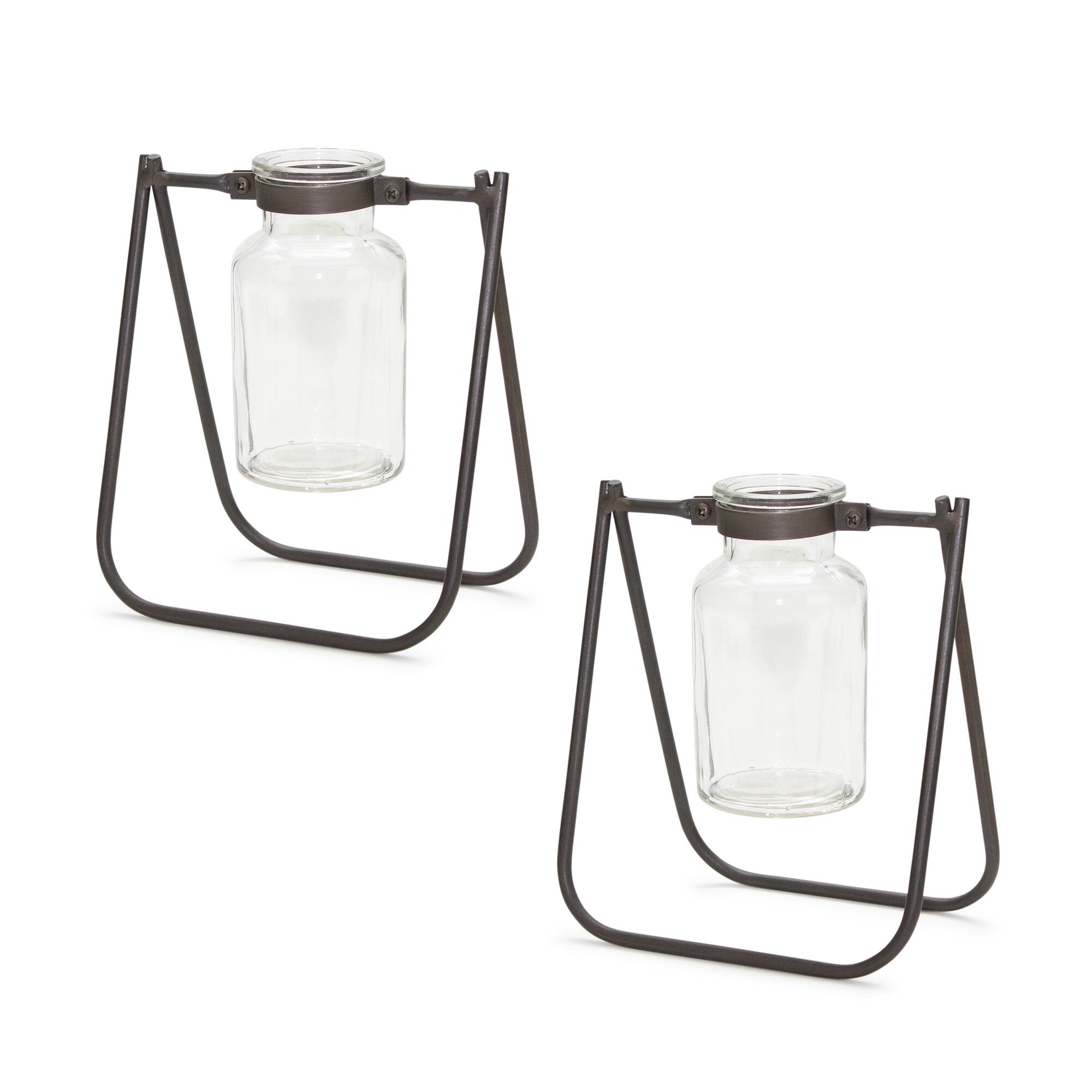 6.75" Jar Vase in Stand, 2ct.
